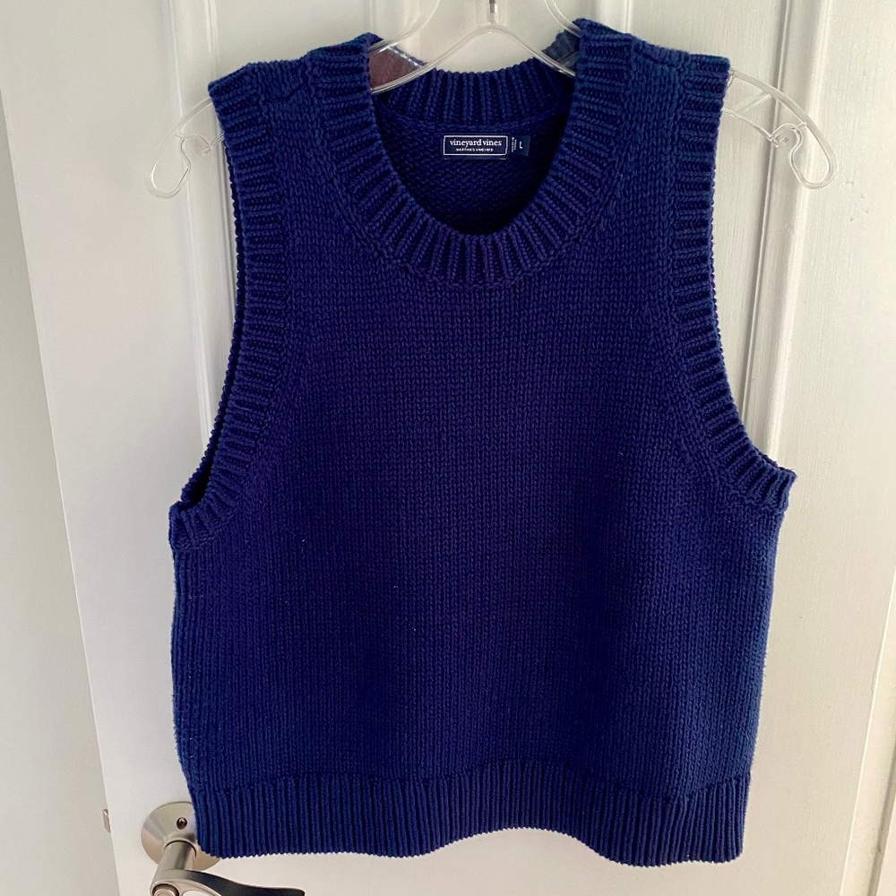 Vineyard Vines Deep Navy Knit Sleeveless Crewneck Sweater Vest
